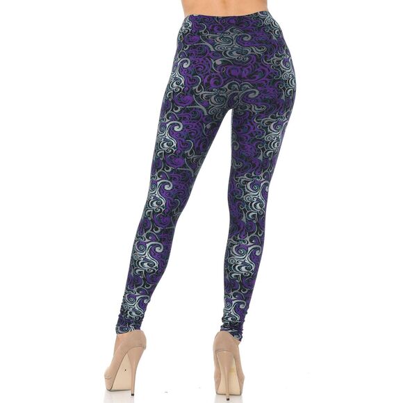 X-Plus Size Buttery Soft Purple Hypnotic Swirl Leggings‎ - Picture 4 of 6